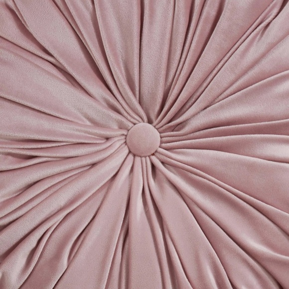 Anthropologie Velvet Pleated Round Pillow (mauve) - Picture 2 of 3
